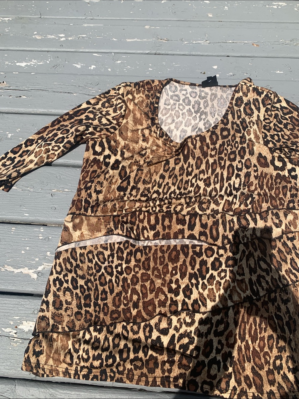 Leopard Print V-Neck Women's Top - Brown